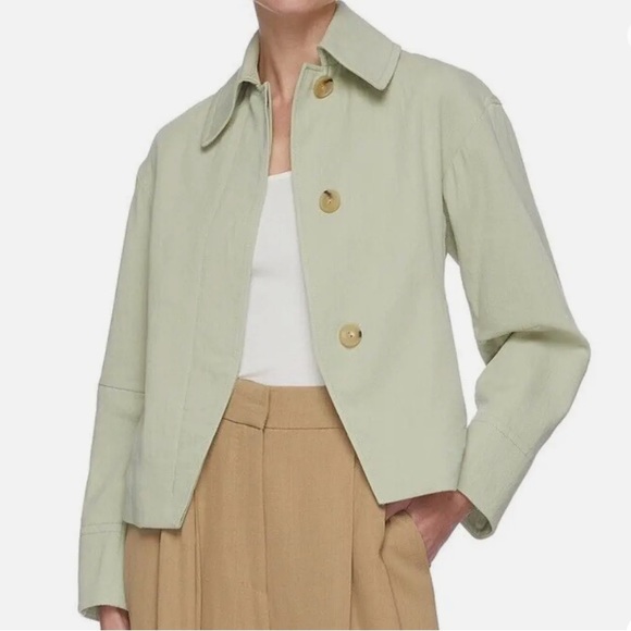 Vince Light Green Cotton Blazer Size 4 - Picture 4 of 5